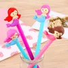 40pcs Creative Stationery Mermaid Cartoon Gel Pen Little Fish Man Black Water Pen Office Pen Kawaii School Supplies Wholesale 210330