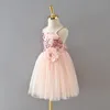 Summer Girls Haft Dress Cekiny Kids Princess Party Suknia Tulle Dla Dziecko Piękna Sling Beach 210529