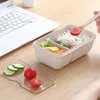 1100ml Matériel sain Boîte à lunch Paille de blé Boîtes à bento de style japonais Micro-ondes Vaisselle Conteneur de stockage des aliments 210925