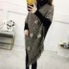 Autumn And Winter Women's Shawl Fringed Plus Size Knitted Cape Bat Shirt Blouse Female Korean Air Conditioning 210427