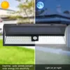 Luzes solares ao ar livre - Super Bright LED Movimento Sensor Lâmpadas de Rua Luz de Segurança Powered, IP65 impermeável Lâmpada de parede sem fio 270 ° Ângulo grande para a porta da frente, garagem, quintal