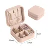 Tragbare einlagige Schmuck-Aufbewahrungsbox-Vitrine im europäischen Stil Ohrringe Ring Halskette Organizer Leder kleine Mini-Boxen LLB12283