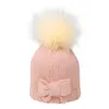 Cappelli invernali Neonate Guanti per cappelli lavorati a maglia Autunno Bambini Caldi berretti antivento per orecchie Bowknot Berretto per bambini carino