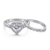 925 Sterling Sier Wedding Ring Set Love Heart Cubic Zirconia Engagement Diamond Ringar Kvinnor