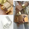 Kmvexo 2020 Fashion Metallic Gold Tone Chained Wide Bracelets Bangles for Women Men Jewelry Cuff Bracelets Q0719