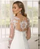 Casual klänningar 2022 Gravid klänning för bröllopsfest Chiffon V-hals Brudklänningar med långärmad golvlängd spetsapplikationer mantel de mairee