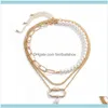 Colares pingentes de joalheria-camada de joalheria de metal de metal de camada multi-fila de colar de p￩rola de pl￡stico branco para mulheres Rhodium Gold Pla