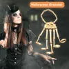 Suporte de pulso Punk Gothic Hand Skull Skeletton Bracelet ajustável Balão de Halloween para mulheres Anéis de cristal geométricos moda
