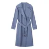 Damska wiosna jesień płaszcz Koreański styl jednolity kolor luźny z długim rękawem taśmowy pasek cienkie płaszcze żeńskie GX845 210507