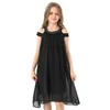 Toddler Girl Dresses Summer Black Chiffon Slip Dress Children Beach Wear Casual Girls Party Dress Kids Clothes 8 10 12 14 Years Q0716