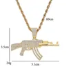 HIP HOP AAA + CUBIC ZIRCONIA Setting Bling ICE OUT CS GO AK 47 Pistool Hangers Ketting Voor Mannen CZ Rapper Sieraden Goud Zilverkleur X0509