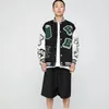 Mäns Jackor High Street Vintage Varsity Jacket Män Kvinnor PU Läder Splice Broderi Baseball College Style Par Coat Oversized