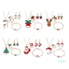 Christmas Gift Series Ketting Santa Claus Elk Bell Feestelijke Party Decorations Oorbellen Kettingen Armband Multi-Piece Set