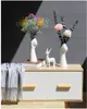 手瓶の花の純粋に白い色のホームオフィスクリエイティブフローラル作曲の装飾リビングルーム飾りセラミック