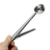 Ferramentas de chá de café à terra de aço inoxidável Ferramentas de chá de medição da colher com saco Selo Clipe Cozinha Metal Spoons RH1205