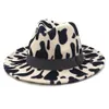 New Wide Brim Cow Print Felt Fedora Hats Women Unisex Men Party Festival Fashion Jazz Cap Panama Style Wholesale