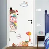 Animaux de bande dessinée Porte Autocollants Ours Polaire Singe Éléphant Sticker Mural pour Enfants Chambre Art Vinyles Décoratifs pour Murs Amovible 210420