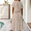 Dots Print White Summer Dress Women New Short Sleeve Tunic Vintage Midi Dress Casual Holiday Boho Beach Dress Vestidos 210426