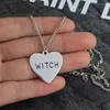 Stöd Custom Witch Halsband Heart Graverat Gothic Witchcraft Wiccan Halloween Goth Smycken Kvinnor Halsband Gift för Witches G220310