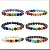 Konst, hantverk gåvor hem trädgård 10 chakra män svart lava helande balans pärlor reiki buddha bön natursten yoga armband för kvinnor dr