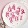 青/ピンク0-9番号膨張しないキャンドルカップケーキトッパーバースデーナンバーキャンドルパーティー用ケーキデコレーション