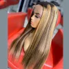 Highlight Brown Blonde Colored Human Hair Wigs For Women Ombre Straight Lace Frontal Wig 4x4 LaceClosureWigs2812304