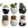 6st creative keramik succulent växtblomma kruk variabel flöde glasyr för hemrum kontor fröer planta växtkruka utan växt 210615