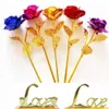 Stock Gold Foil Plated Rose Artificial Long Stem Flower Creative Gifts for Lover Wedding Christmas Valentines Mothers Day Home Xu