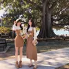 Moda mulheres falsificadas dois pedaços retalhos de malha vestido chique coreano trecho bodycon vestidos feminino primavera outono vestidos 210519