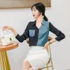 Koreański styl kobiety eleganckie paski bluzki sexy V-Neck z długim rękawem Office Lady Clothing Blusas Mujer de Moda 6271 50 210506