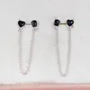 Bear Jewelry 925 Sterling Silver earrings Stud With Onyx Mini Onix - Color Double Earring Fits European Jewelry Style Gift