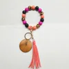 Factory direct selling beaded wooden bead bracelet women personalized wood chips printable mixed color steel wire chain multi-color optional