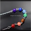 Rock Crystal Quartz Luźna Biżuteria (10strand / Lot) Hurtownie Reiki Penot Healing Mieszane 7 Chakra Gem Kamień Koraliki Łańcuch Aessors Charms Colorf