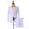 High Quality One Button White Paisley Groom Tuxedos Shawl Lapel Groomsmen Mens Suits Blazers (Jacket+Pants+Tie) W:715 X0909