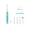 5 modes Sonic Electric Brosse à dents USB Heads Rechargeable Face Brosse Chargeur Siège - Rose