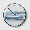 Wandklokken Nordic Metaal Stille Klok Mist Bos Decoratief Schilderen Kleine Frisse Slaapkamer Woonkamer Horloge Home Decor 50A0481172643