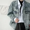 IEFB/abbigliamento da uomo Design di personalità di nicchia buco grezzo giacche di jeans blu vintage primavera sciolto cappotto coreano oversize 9Y3714 210524