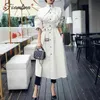 Trench-Coat Femme Élégant Automne Automne Manches Longues Bretelles Ceinturées A Line Wear to Work Office 210603