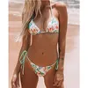 Shell Tassel Bikini Set Plaża Kobiety Halter Neck Drukuj Swimsuit Strappy Kostium kąpielowy Sexy 210722