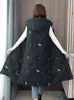 5XL Plus Size Mouwloze Lange Vesten voor Dames Winter Oversized Black Jacket Warm Down Coat Vrouwelijke Kleding 211120