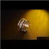 Kilka pierścienie Kropla Biżuteria Dostawa 2021 Otwarcie Mosiądz pierścień Cztery Warstwy Koło 1 Kształt Top Z Cyrkon Ustawienia Imitacja Rodowa Rose Gold Plat