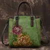 Handgemachte Handtaschen Frauen Echtes Leder Weibliche Blume Designer Echtes Rindsleder Schulter Umhängetaschen Tote
