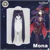 Pre-sale uwowo spel genshin inverkan mona megistus cosplay peruk astral reflektion 90cm lila twin tail y0913