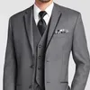 Gray Business Wedding Tuxedo for Groom 3 piece Custom Man Suits with Pants Male Fashion Costume Jacket Waistcoat New X0909