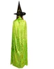 Halloween Wizard Cape Witch Long Clock Hat Costume Cosplay Puntelli per feste per bambini Bambini Adolescenti Adulti Nero Rosa Rosso Viola Arancione Blu