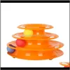 Tillhandahåller hem Gardenfunny Pet Toys Crazy Ball Disk Interactive Amusement Plate Play Disc Trilaminar Turntable Cat Toy Year Drop Delivery 20