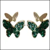 Stud Earrings sieraden S1112 Fashion S925 Sier Naald vlinder RhineStone Cute Drop Delivery 2021 Codwn