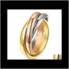 Band Rings Drop Delivery 2021 Yellow Rose Gold Sier Colors 3 Circles Finger Ring For Woman Man Wedding Jewelry 316L Stainless Stee4568336