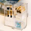 蓋の箱の箱ゆっくりなアクリル化粧宝石箱の防塵化粧品オーガナイザー蓋の引き出し多機能ブラシホルダー
