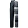 Pantalon sarouel en laine femme style automne et hiver taille haute pantalon décontracté droit crayon à carreaux épissé mince 210615